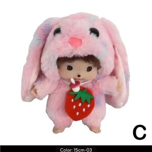 Pink Bunny Plush Doll with Strawberry 15mm